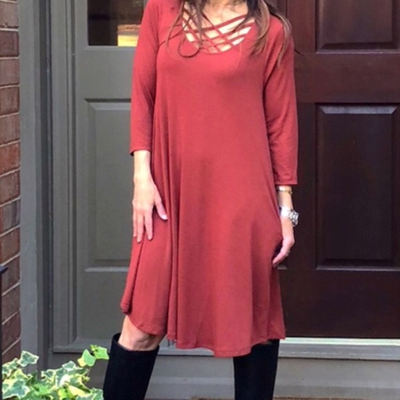 MissAisha555 Dresses & Skirts - ✨LAST ONE ✨Rust side pocket triple lattice dress